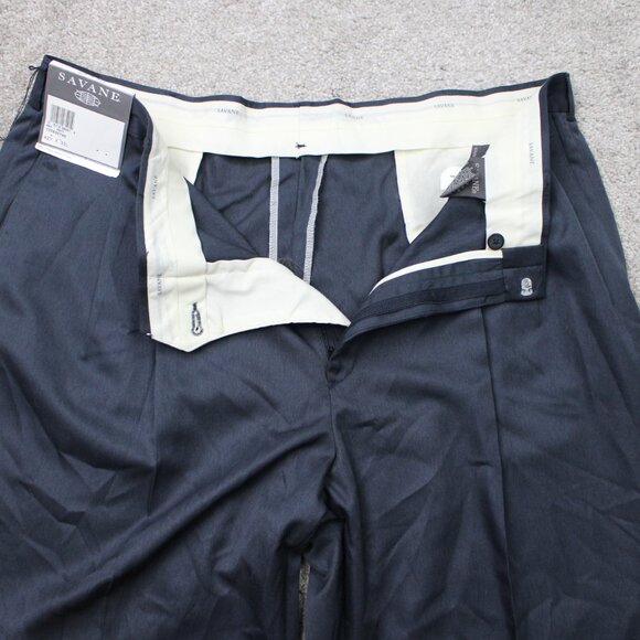 Savane Pants NWT Men 42x30 Blue Silkworks Traditions Micro Fiber Pleated Cuffed - Picture 11 of 15